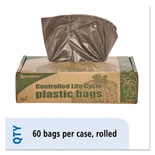 Picture of Controlled Life-Cycle Plastic Trash Bags, 30 Gal, 0.8 Mil, 30" X 36", Brown, 60/box