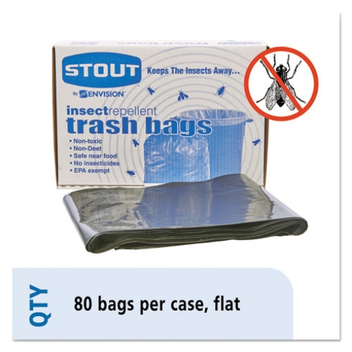 Picture of Insect-Repellent Trash Bags, 35 Gal, 2 Mil, 33" X 45", Black, 80/box