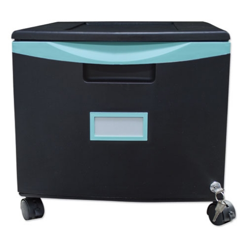 Picture of Single-Drawer Mobile Filing Cabinet, 1 Legal/letter-Size File Drawer, Black/teal, 14.75" X 18.25" X 12.75"