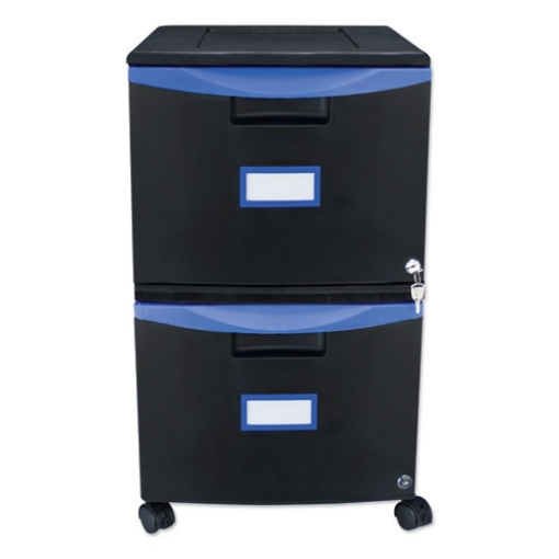 Picture of Two-Drawer Mobile Filing Cabinet, 2 Legal/letter-Size File Drawers, Black/blue, 14.75" X 18.25" X 26"