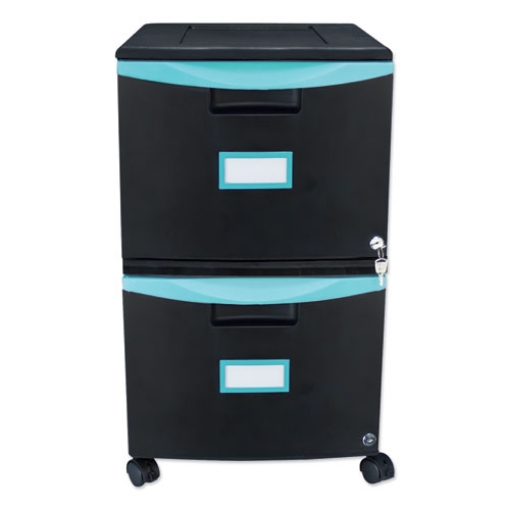 Picture of Two-Drawer Mobile Filing Cabinet, 2 Legal/letter-Size File Drawers, Black/teal, 14.75" X 18.25" X 26"