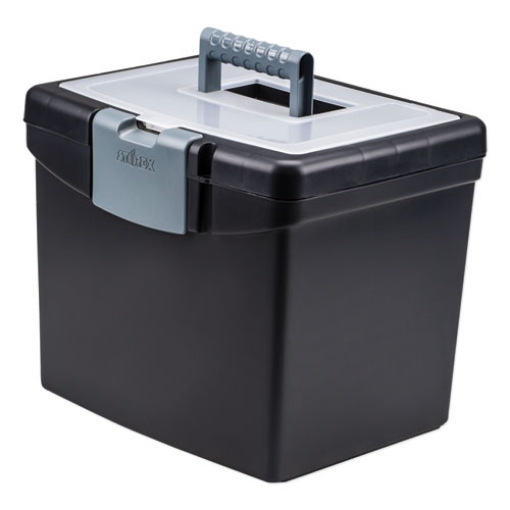 Picture of Portable File Box With Large Organizer Lid, Letter Files, 13.25" X 10.88" X 11", Black