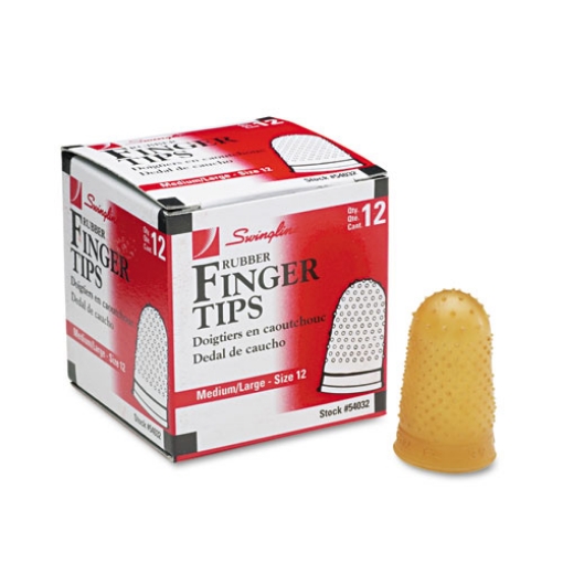 Picture of Rubber Finger Tips, 12 (medium-Large), Amber, Dozen