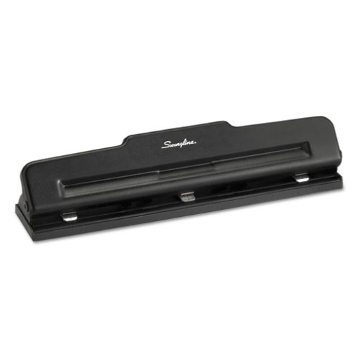 Picture of 10-Sheet Desktop Light-Duty Two- To Three-Hole Adjustable Punch, 9/32" Holes, Black