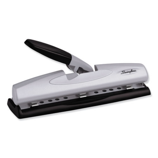 Picture of 12-Sheet Lighttouch Desktop Two- To Three-Hole Punch, 9/32" Holes, Black/silver