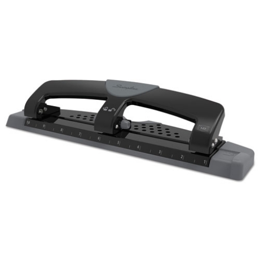 Picture of 12-Sheet Smarttouch Three-Hole Punch, 9/32" Holes, Black/gray