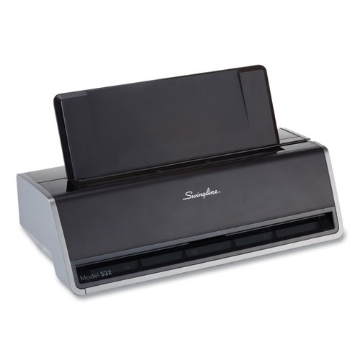 Picture of 28-Sheet Commercial Electric Two-Hole Punch, Fixed 9/32" Holes, Black/silver