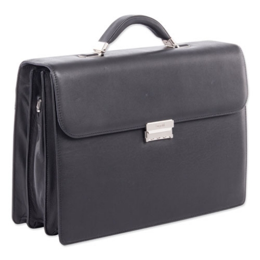 Picture of Milestone Briefcase, Fits Devices Up to 15.6", Leather, 5 x 5 x 12, Black