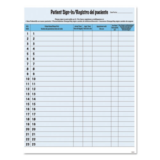 Picture of Hipaa Labels, Patient Sign-In, 8.5 X 11, Blue, 23/sheet, 125 Sheets/pack