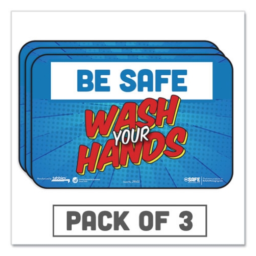 Picture of BeSafe Messaging Education Wall Signs, 9 x 6,  "Be Safe, Wash Your Hands", 3/Pack