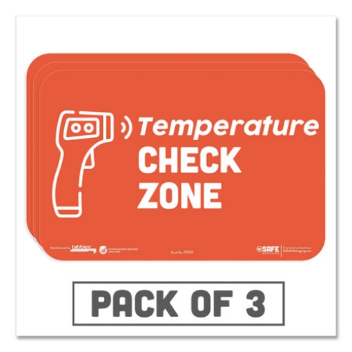 Picture of BeSafe Messaging Education Wall Signs, 9 x 6,  "Temperature Check Zone", 3/Pack