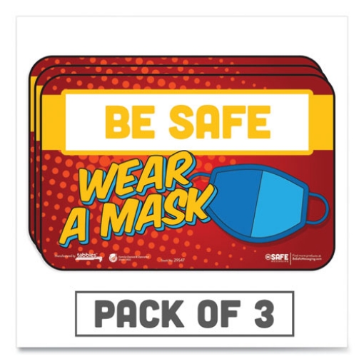 Picture of BeSafe Messaging Education Wall Signs, 9 x 6,  "Be Safe, Wear A Mask", 3/Pack