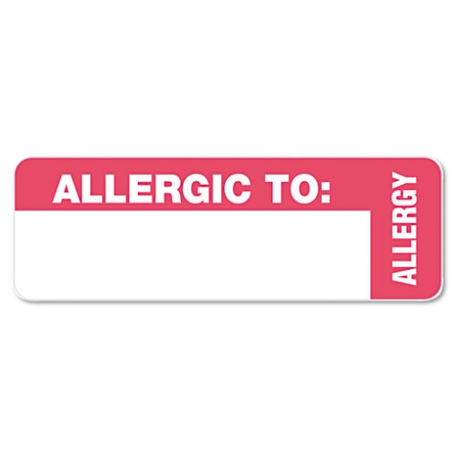 Picture of Medical Labels, Allergic To, 1 X 3, White, 500/roll