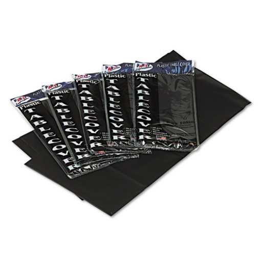 Picture of Table Set Rectangular Table Covers, Heavyweight Plastic, 54" X 108", Black, 6/pack