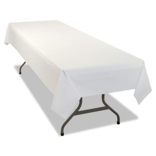 Picture of Table Set Rectangular Table Covers, Heavyweight Plastic, 54" X 108", White, 24/carton