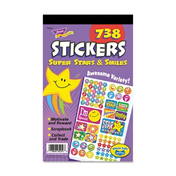 Picture of Sticker Assortment Pack, Super Smiles And Stars, Assorted Colors, 738 Stickers/pad
