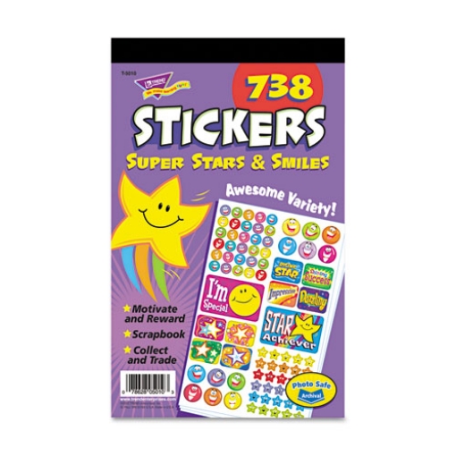 Picture of Sticker Assortment Pack, Super Smiles And Stars, Assorted Colors, 738 Stickers/pad