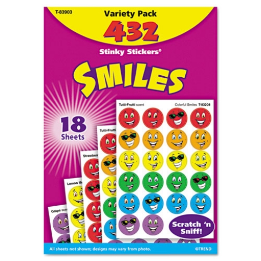 Picture of Stinky Stickers Variety Pack, Smiles, Assorted Colors, 432/pack