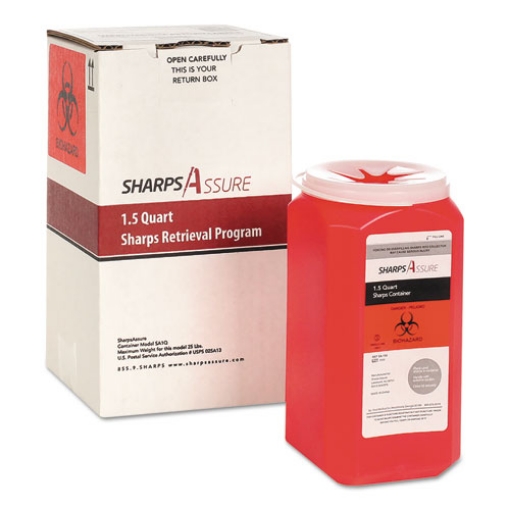 Picture of Sharps Retrieval Program Containers, 1.5 Qt, Plastic, Red