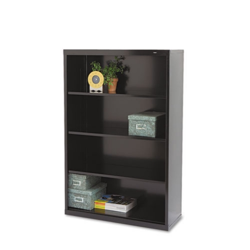 Picture of Metal Bookcase, Four-Shelf, 34.5w x 13.5d x 52.5h, Black