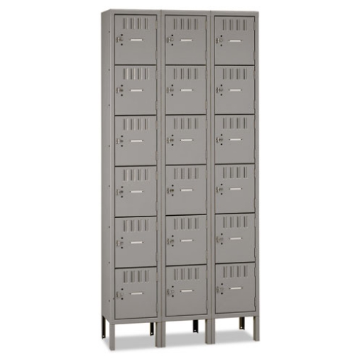 Picture of Box Compartments With Legs, Triple Stack, 36w X 18d X 78h, Medium Gray