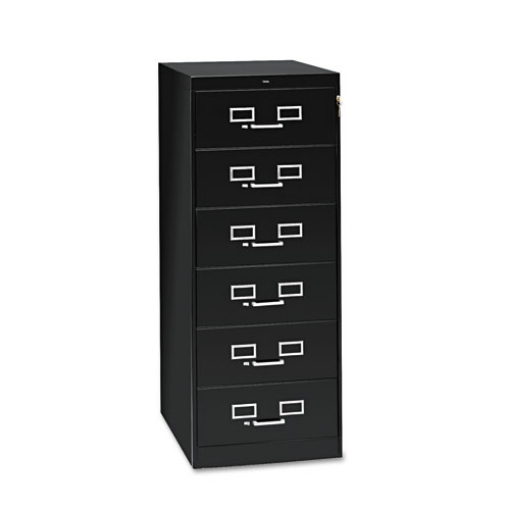 Picture of Six-Drawer Multimedia/card File Cabinet, Black, 21.25" X 28.5" X 52"
