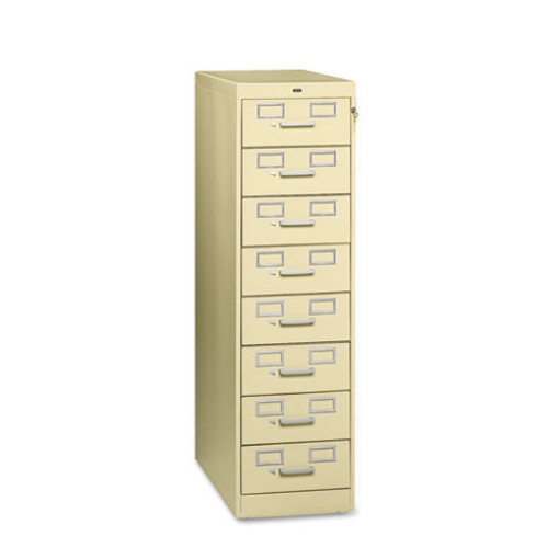 Picture of Eight-Drawer Multimedia/card File Cabinet, Putty, 15" X 28.5" X 52"