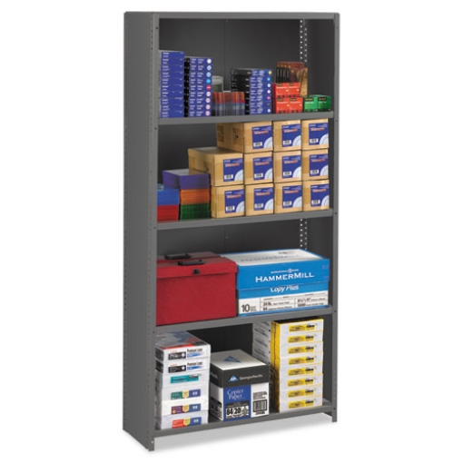 Picture of CLOSED COMMERCIAL STEEL SHELVING, FIVE-SHELF, 36W X 12D X 75H, MEDIUM GRAY