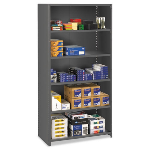 Picture of CLOSED COMMERCIAL STEEL SHELVING, SIX-SHELF, 36W X 18D X 75H, MEDIUM GRAY