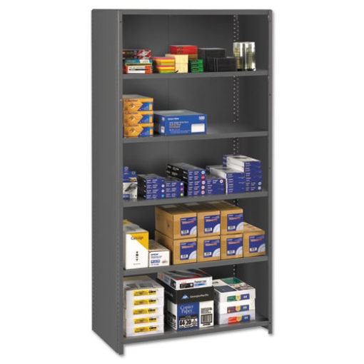 Picture of CLOSED COMMERCIAL STEEL SHELVING, SIX-SHELF, 36W X 24D X 75H, MEDIUM GRAY