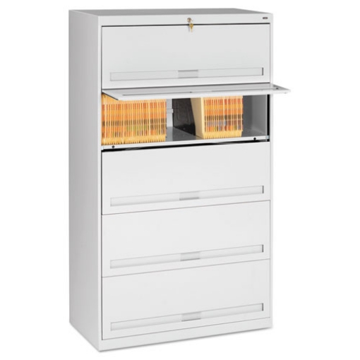 Picture of Fixed Shelf Enclosed-Format Lateral File For End-Tab Folders, 5 Legal/letter File Shelves, Light Gray, 36" X 16.5" X 63.5"