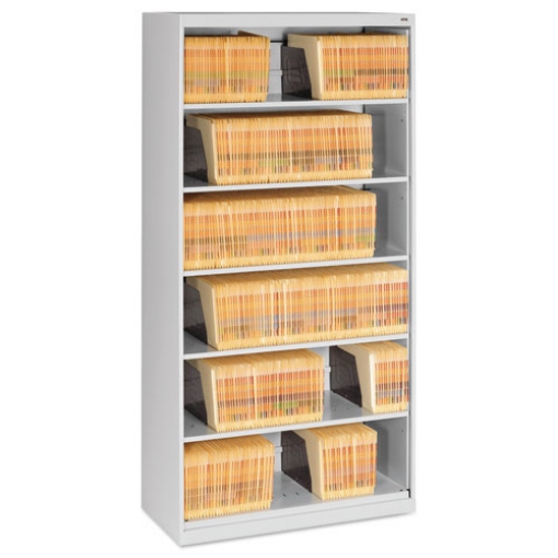 Picture of Fixed Shelf Open-Format Lateral File For End-Tab Folders, 6 Legal/letter File Shelves, Light Gray, 36" X 16.5" X 75.25"