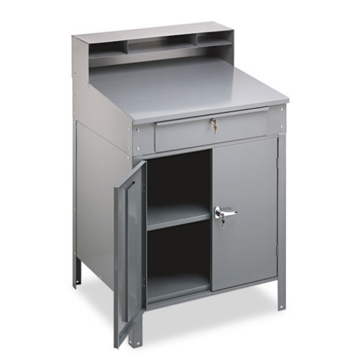 Picture of Steel Cabinet Shop Desk, 34.5" X 29" X 53", Medium Gray