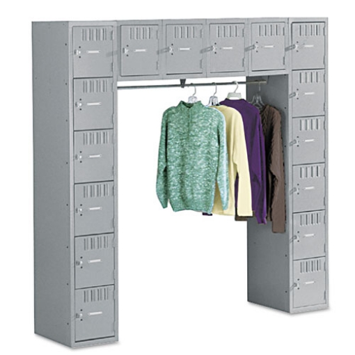 Picture of Sixteen Box Compartments And Coat Bar, 72w X 18d X 72h, Medium Gray