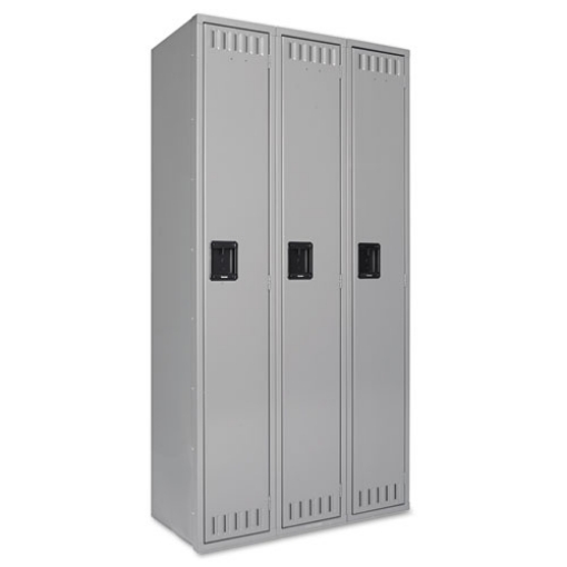 Picture of Single-Tier Locker, Three Lockers with Hat Shelves and Coat Rods, 36w x 18d x 72h, Medium Gray