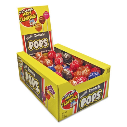 Picture of Tootsie Pops, Assorted Original Flavors, 0.6 oz Lollipops, 100/Box