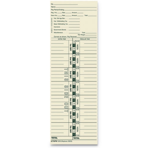 Picture of Time Clock Cards, Replacement For 3200, One Side, 3.5 X 10.5, 500/box