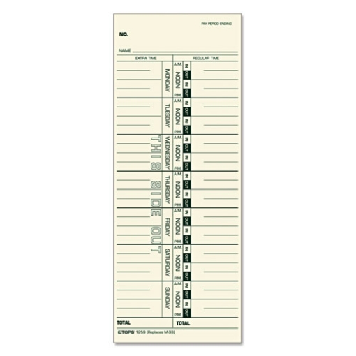 Picture of Time Clock Cards, Replacement For M-33, One Side, 3.5 X 9, 500/box