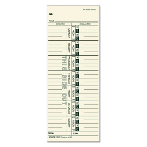 Picture of Time Clock Cards, Replacement For 10-800292/m-33, One Side, 3.5 X 9, 100/pack