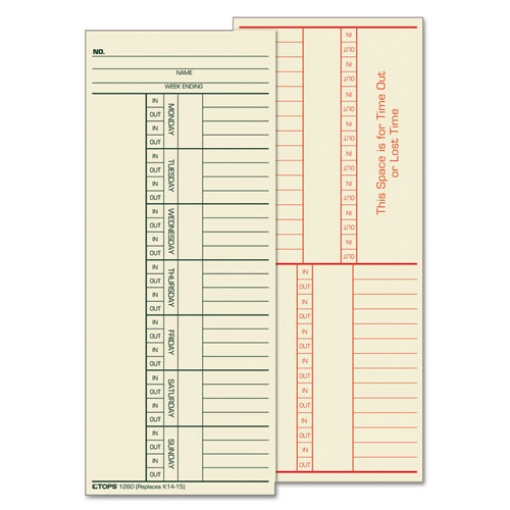 Picture of Time Clock Cards, Replacement For K14-15, Two Sides, 3.38 X 8.25, 500/box