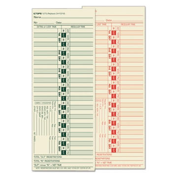 Picture of Time Clock Cards, Replacement For Ch-107-2, Two Sides, 3.5 X 9, 500/box
