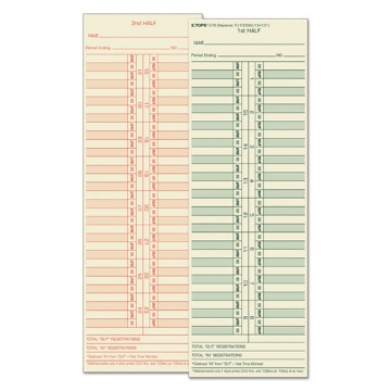 Picture of Time Clock Cards, Replacement For 10-100382/1950-9631, Two Sides, 3.5 X 10.5, 500/box