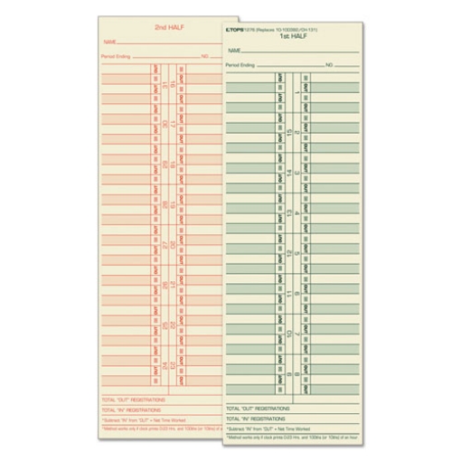 Picture of Time Clock Cards, Replacement For 10-100382/1950-9631, Two Sides, 3.5 X 10.5, 500/box