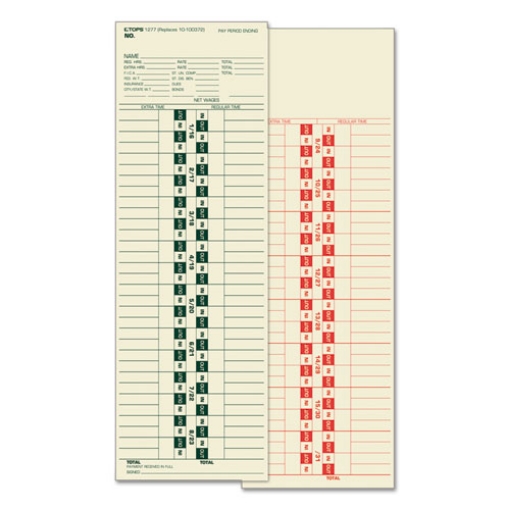 Picture of Time Clock Cards, Replacement For 10-100372/1950-9361, Two Sides, 3.5 X 10.5, 500/box