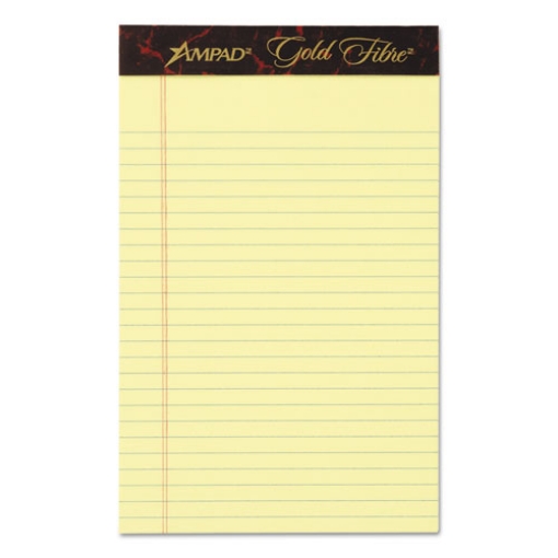 Picture of Gold Fibre Quality Writing Pads, Medium/college Rule, 50 Canary-Yellow 5 X 8 Sheets, Dozen