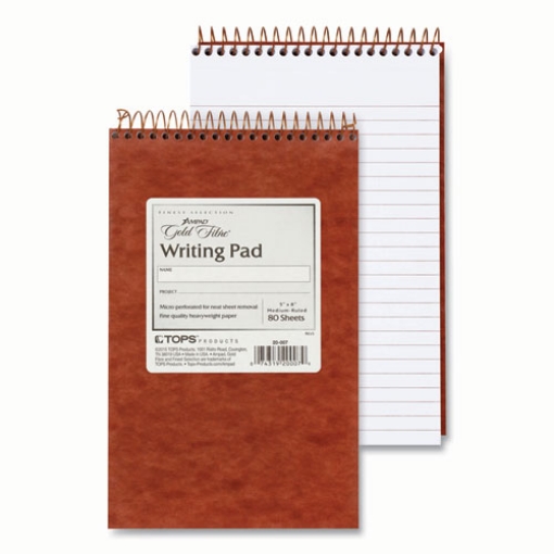 Picture of Gold Fibre Retro Wirebound Writing Pads, Medium/College Rule, Red Cover, 80 White 5 x 8 Sheets