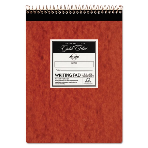 Picture of Gold Fibre Retro Wirebound Writing Pads, Wide/Legal and Quadrille Rule, Red Cover, 70 White 8.5 x 11.75 Sheets