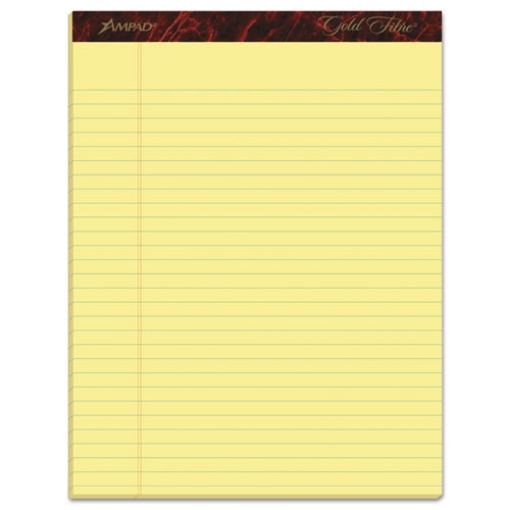 Picture of Gold Fibre Quality Writing Pads, Wide/legal Rule, 50 Canary-Yellow 8.5 X 11.75 Sheets, Dozen