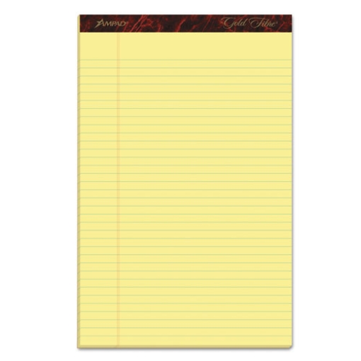 Picture of Gold Fibre Quality Writing Pads, Wide/legal Rule, 50 Canary-Yellow 8.5 X 14 Sheets, Dozen