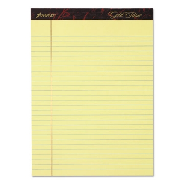 Picture of Gold Fibre Writing Pads, Wide/legal Rule, 50 Canary-Yellow 8.5 X 11.75 Sheets, 4/pack